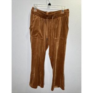 Cable & Gauge Women's Size Medium Velour Pants Flare Leg Pockets Drawstring